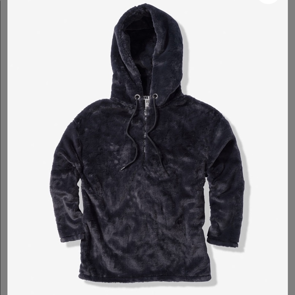VS PINK Faux Fur Campus Half zip pullover